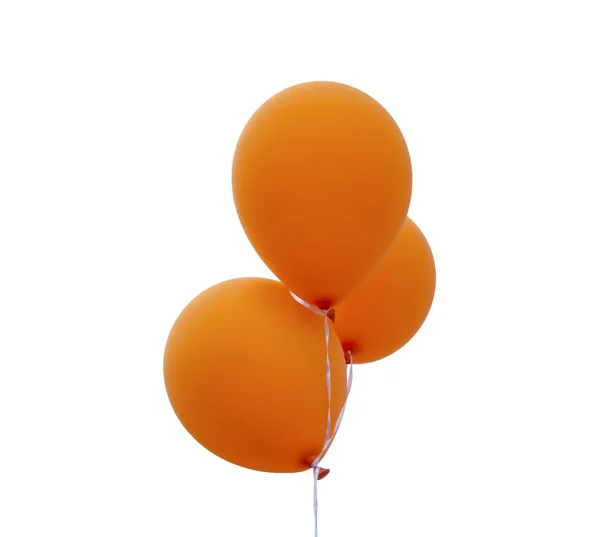 Manojo de globos naranjas sobre un fondo blanco. Aislado — Foto de Stock