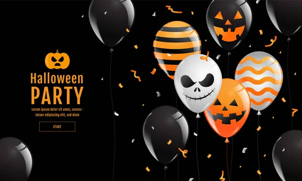 Halloween Banner Fantasmas Assustador Assustador Balões Modelo Ilustração Vetorial —  Vetores de Stock