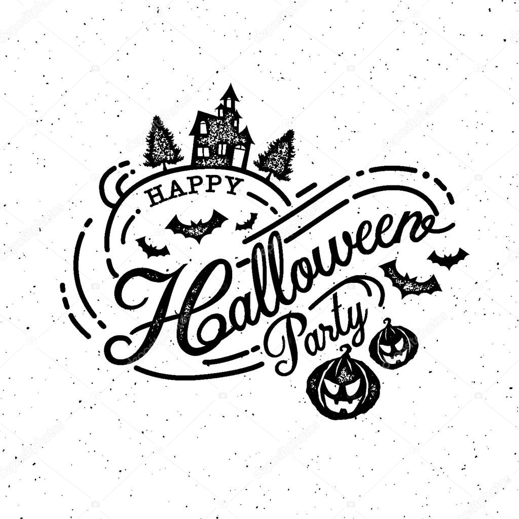 Happy Halloween Party , calligraphy, Logo ,Ghost , Scary ,spooky  template Vector illustration.