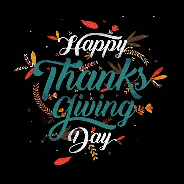 Hand Getekend Happy Thanksgiving Typografie Poster Viering Tekst Pictogram Badge — Stockvector