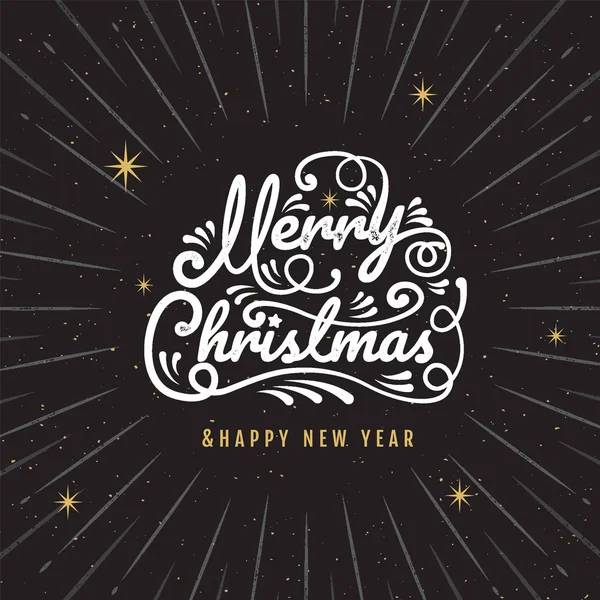 Merry Christmas Happy New Year Logo Symbol Design Gold Vector — Stock Vector