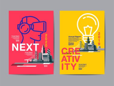 faaliyet raporu 2019, gelecek, iş, şablon düzeni tasarımı, kapak kitap. vektör çizim, sunu düz arka plan.