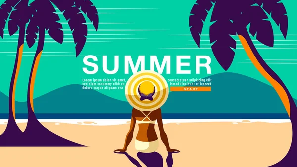 Vacanze estive, Poster Design .Banner, sole, tropicale, vaca — Vettoriale Stock