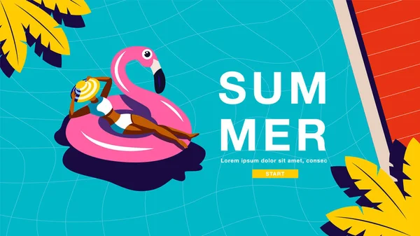 Sommerurlaub, Plakat, Banner, Sonnenschein, Vektorillustration. — Stockvektor