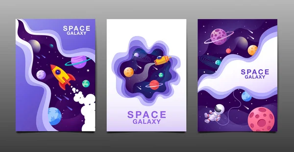 Conjunto de plantillas de banner. universo. espacio. galaxia espacial, diseño . — Vector de stock