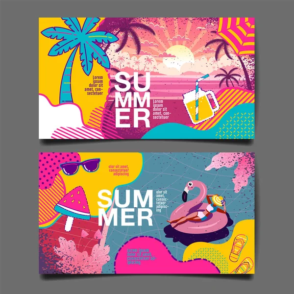 Sommer Layout Template Design, Urlaub, Urlaub, Banner, Farbe — Stockvektor