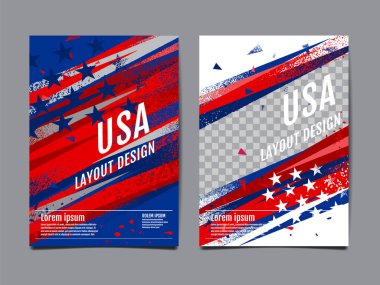 Düzen Tasarımı Usa bayrağı, Şablon Bayrağı, Vektör soyut grung