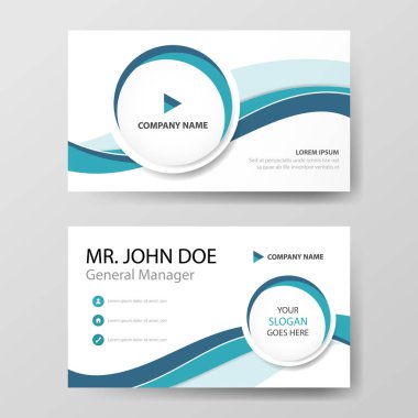 Mavi daire kurumsal kartvizit, isim kartı şablonu, yatay basit temiz düzeni tasarım şablonu, iş afiş şablon 