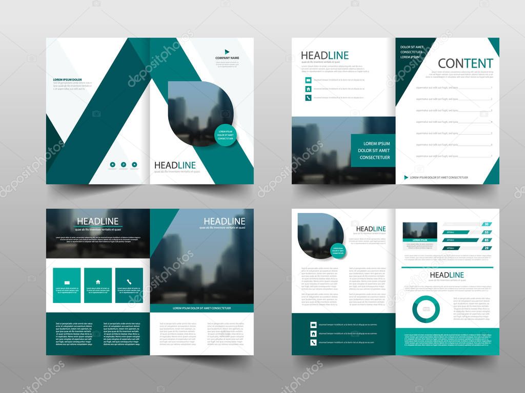 Green abstract triangle annual report Brochure design template vector. Business Flyers infographic magazine poster.Abstract layout template ,Book Cover presentation portfolio.
