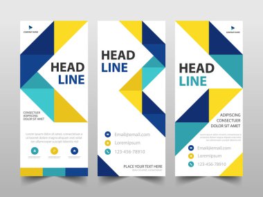 Renkli iş Roll Up Banner düz tasarım şablonu, Soyut Geometrik afiş şablonu Vektör illüstrasyon seti, soyut sunum broşür el ilanı şablonu dikey vektör