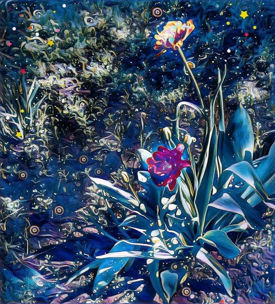 Bahçede güzel gizemli gece çiçekleri