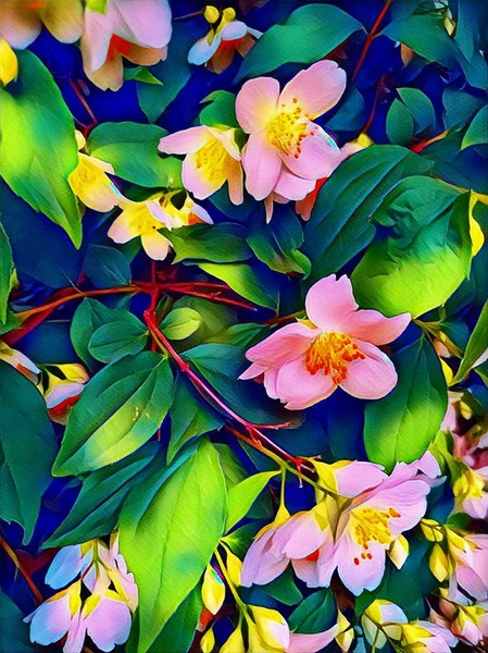 Baharda bir çalı yasemin çiçekleri ve koku neşelendirin