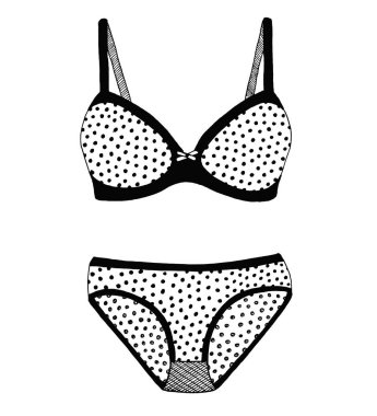 İç çamaşırı taslağını. Sutyen ve külot. Vektör çizim