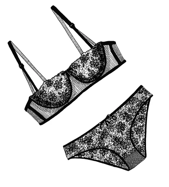 Skiss Kvinnliga Lace Underkläder Vektorillustration — Stock vektor