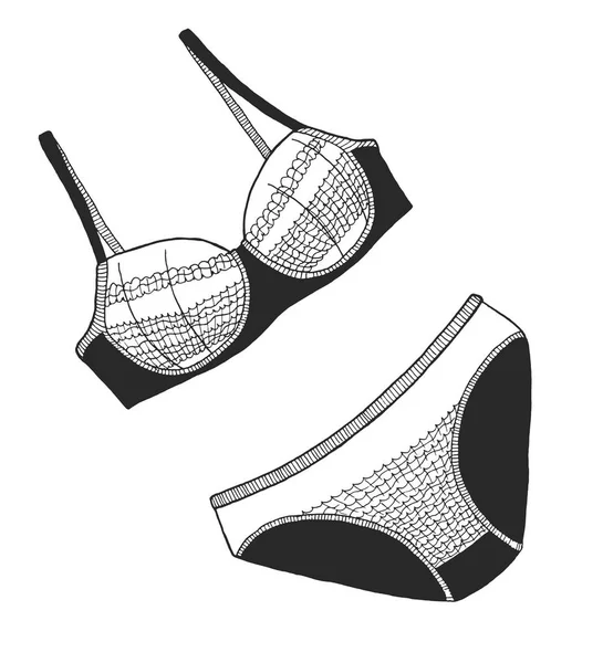 Szkic Kobiece Kobieta Koronki Bielizna Ilustracja Wektorowa — Wektor stockowy