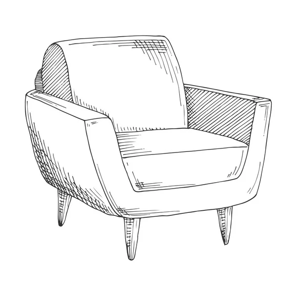 Sedia Schizzo Isolato Sfondo Bianco Illustrazione Vettoriale — Vettoriale Stock
