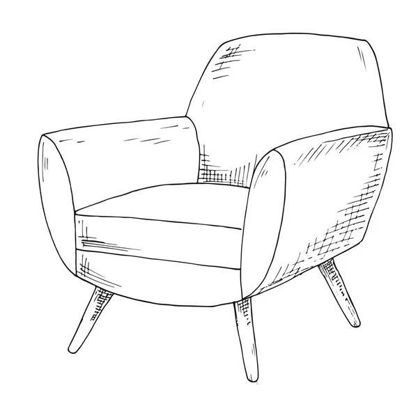 Καρέκλα Σκίτσο Που Απομονώνονται Λευκό Φόντο Εικονογράφηση Διάνυσμα — Διανυσματικό Αρχείο