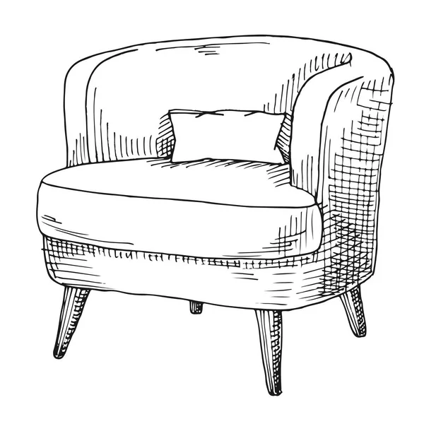 Dessiné Main Une Chaise Douce Avec Oreiller Illustration Vectorielle Dans — Image vectorielle
