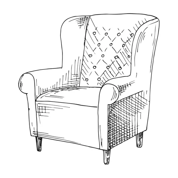 Chaise Croquis Isolé Sur Fond Blanc Illustration Vectorielle — Image vectorielle