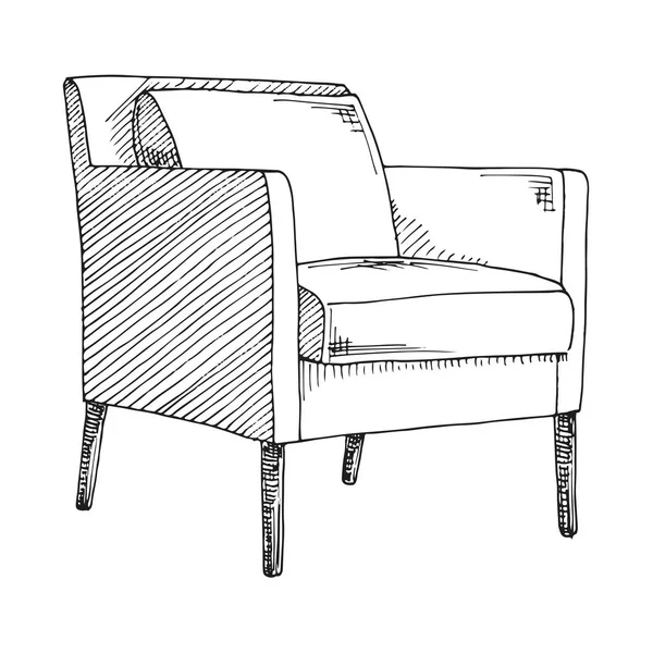 Dessiné Main Une Chaise Douce Avec Oreiller Illustration Vectorielle Dans — Image vectorielle