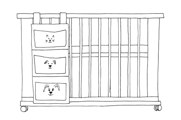 Skizze Eines Kinderbettes Auf Weißem Hintergrund Vektor — Stockvektor