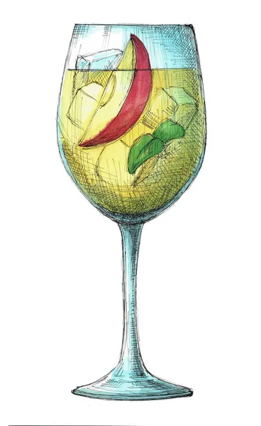 Skizze Cocktail Isoliert Auf Weißem Hintergrund Illustration Durch Markierungen Gezeichnet — Stockfoto