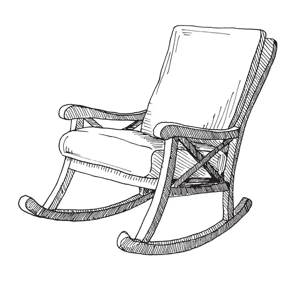 Rocking Chair Isolated White Background Sketch Comfortable Chair Vector Illustration — Stock Vector