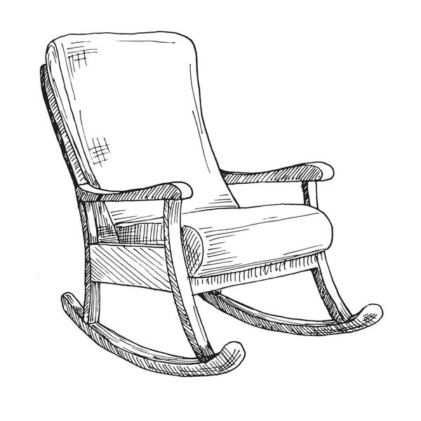Sedia Dondolo Isolata Sfondo Bianco Disegna Una Sedia Comoda Illustrazione — Vettoriale Stock