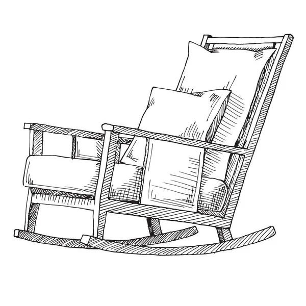 Rocking Chair Isolated White Background Sketch Comfortable Chair Vector Illustration — Stock Vector