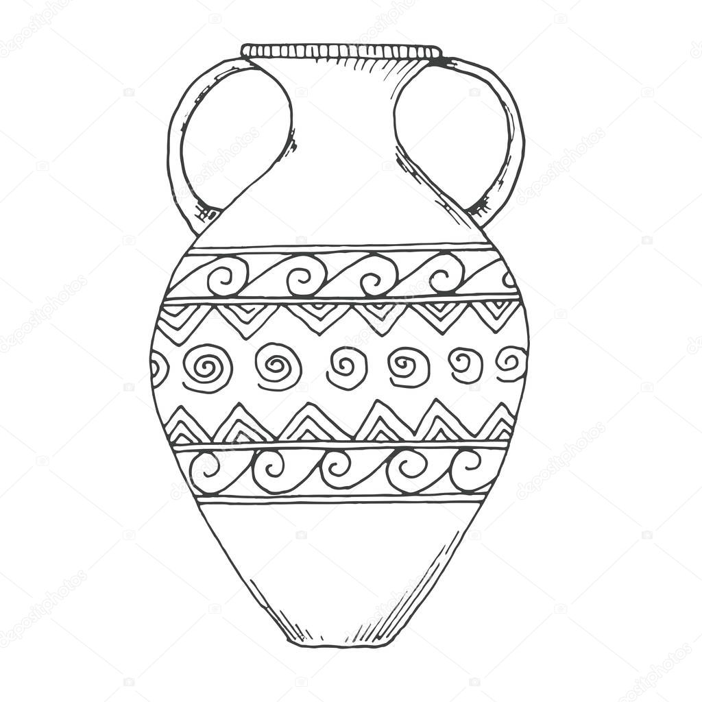 Sketch of the Greek amphora. Vector illustration.