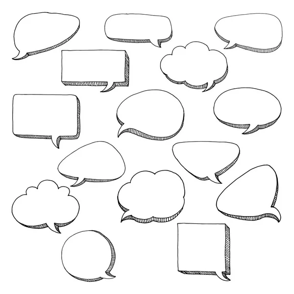 Think Talk Speech Bubbles Artistic Collection Hand Drawn Doodle Style — Stock Vector