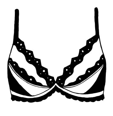 İç çamaşırı kroki. Beyaz bir arka plan üzerinde kadın sutyen. Vektör çizim