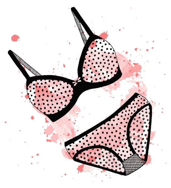 Esquisse Lingerie Soutien Gorge Culotte Illustration Vectorielle Aquarelle Stylisée — Image vectorielle