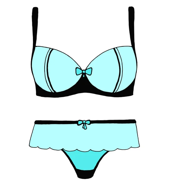 Esboço Lingerie Sutiã Calcinha Ilustração Vetorial — Vetor de Stock