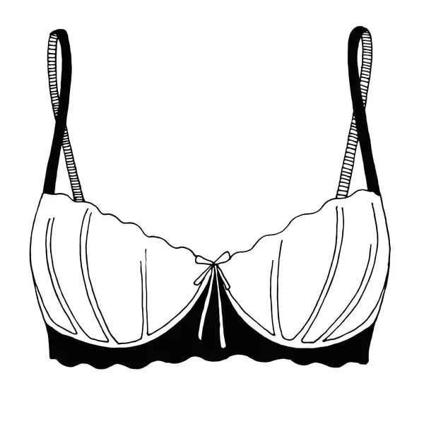 Esquisse Lingerie Soutien Gorge Féminin Sur Fond Blanc Illustration Vectorielle — Image vectorielle