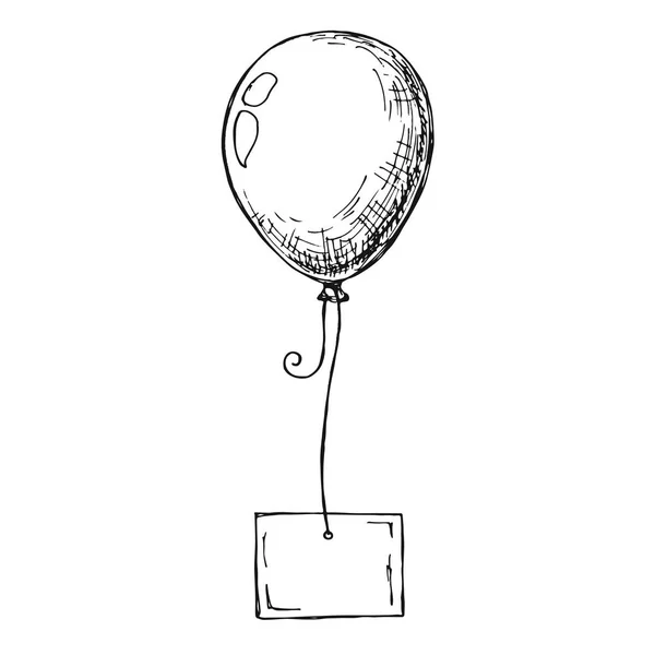 Croquis Ballon Avec Une Carte Sur Une Corde Place Pour — Image vectorielle