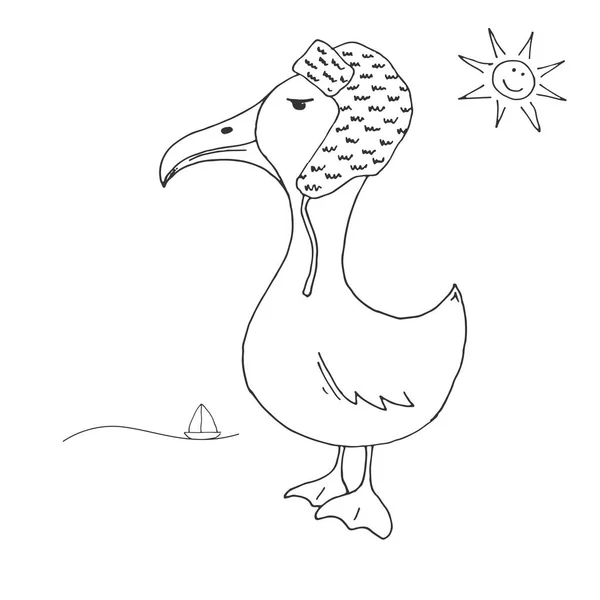 Kormoran Auf Dem Meer Vektor Illustration Stil Von Doodle — Stockvektor