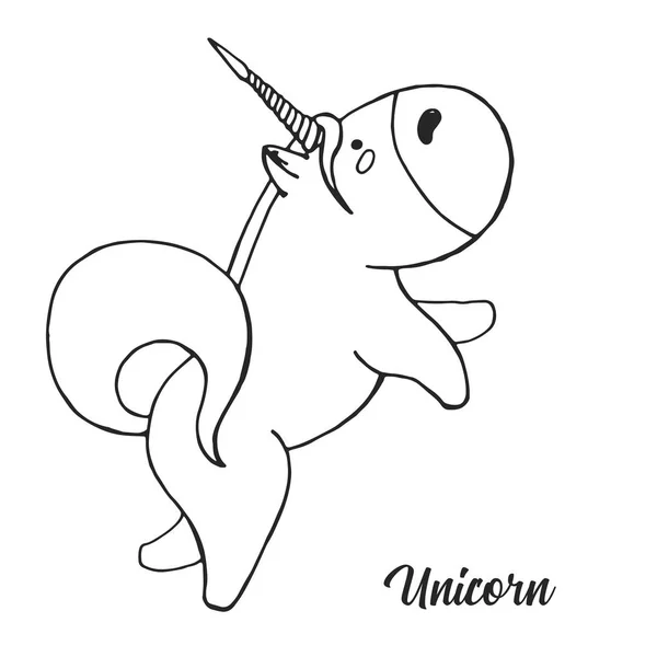Schizzo Unicorno Isolato Sfondo Bianco Illustrazione Vettoriale — Vettoriale Stock
