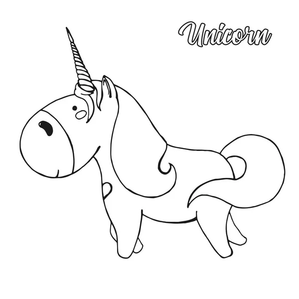 Esbozo Unicornio Aislado Sobre Fondo Blanco Ilustración Vectorial — Archivo Imágenes Vectoriales