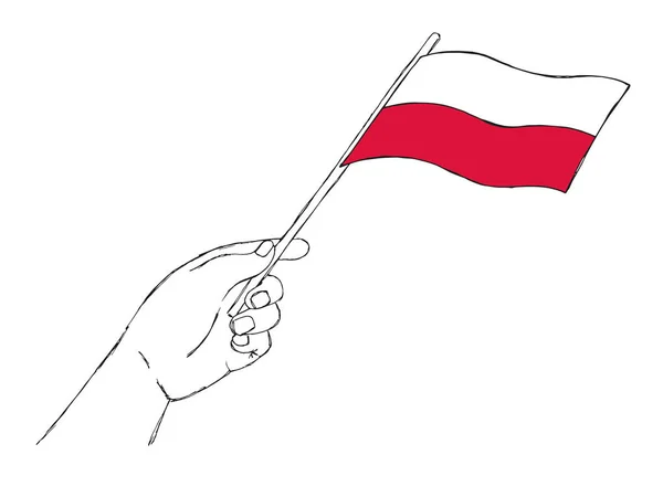 Vlag Van Polen Hand Vectorillustratie Van Een Schets Stijl — Stockvector