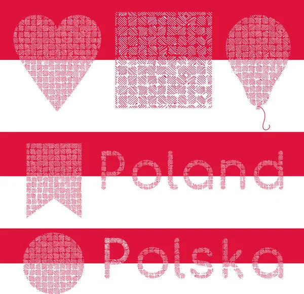 Verschiedene Figuren Den Nationalfarben Polens Vektorillustration — Stockvektor