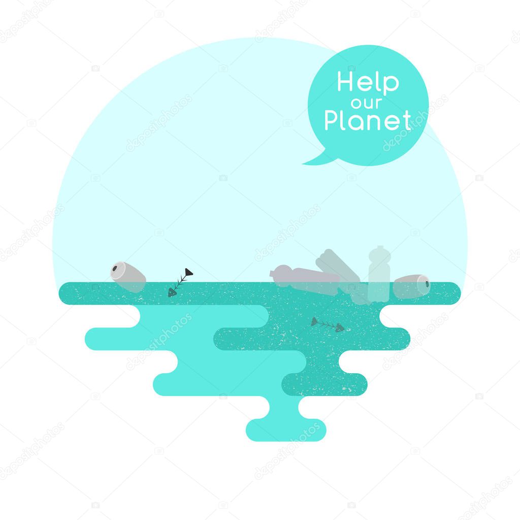 Illustration on the theme of pollution of the ocean. Vector