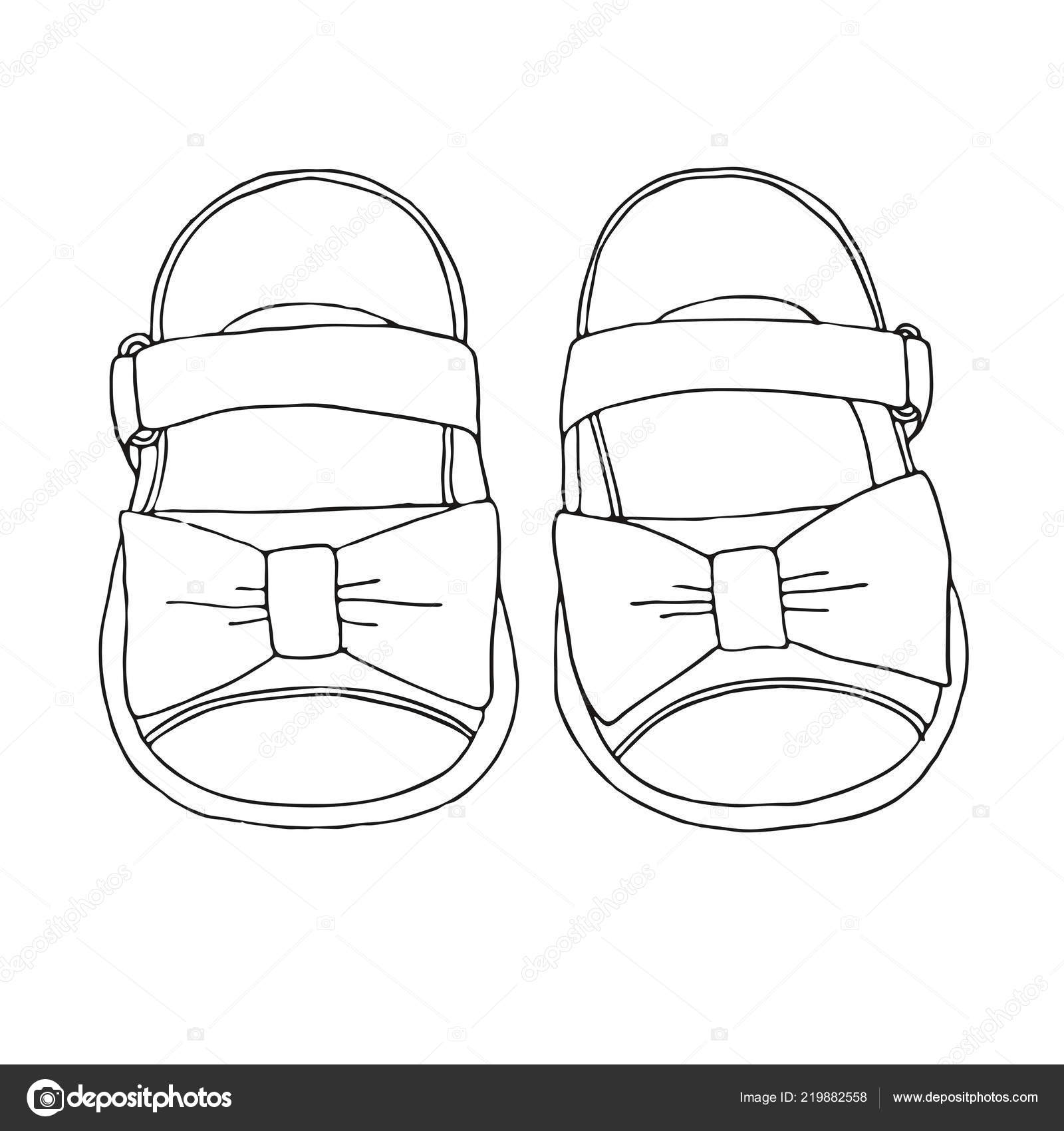 Sketch Children Sandals Girls Vector 