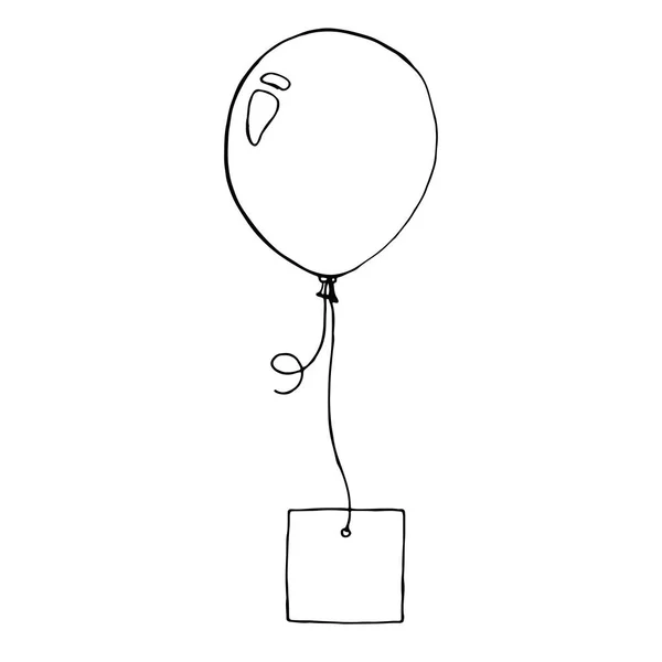 Boceto Globo Con Una Carta Una Cuerda Lugar Para Texto — Vector de stock