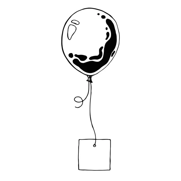 Schets Van Een Ballon Met Een Kaart Een Touw Plaats — Stockvector