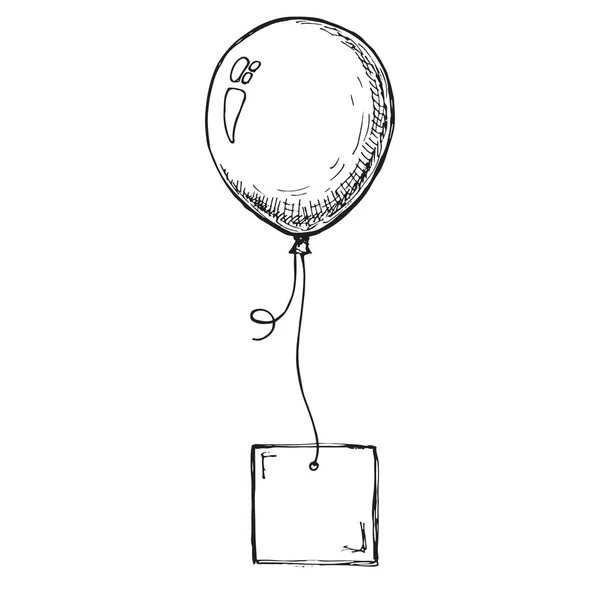 Croquis Ballon Avec Une Carte Sur Une Corde Place Pour — Image vectorielle