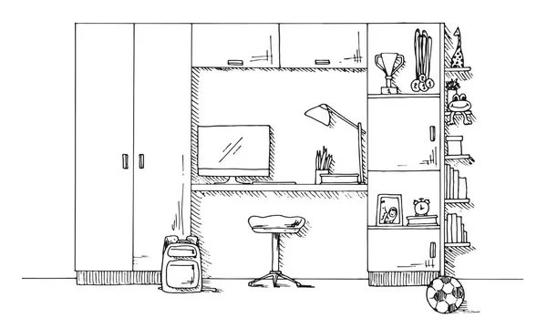 Robot Resmini Bir Çocuk Odası Genç Odası Vektör Çizim — Stok Vektör