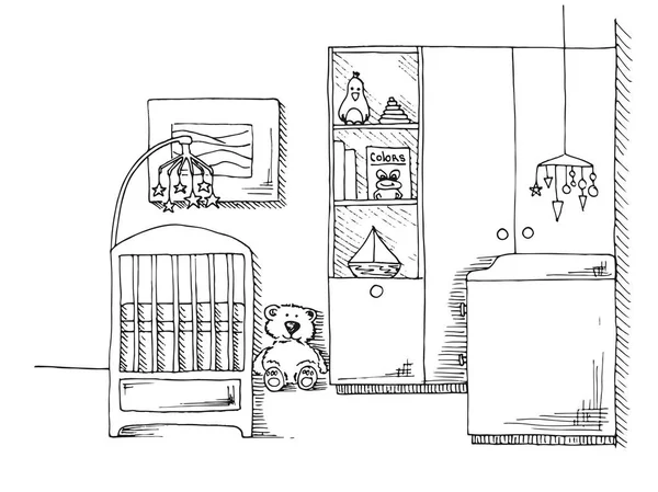 Ruangan Sketch Untuk Bayi Yang Baru Lahir Ilustrasi Vektor - Stok Vektor