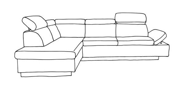 Sofa Geïsoleerd Een Witte Achtergrond Vectorillustratie Stijl Van Een Schets — Stockvector