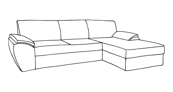 Sofa Geïsoleerd Een Witte Achtergrond Vectorillustratie Stijl Van Een Schets — Stockvector